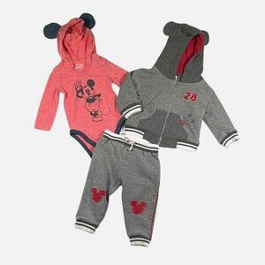 Disney Baby Mickey Mouse 3 Piece Matching Set 6-9m Sweatsuit Bodysuit